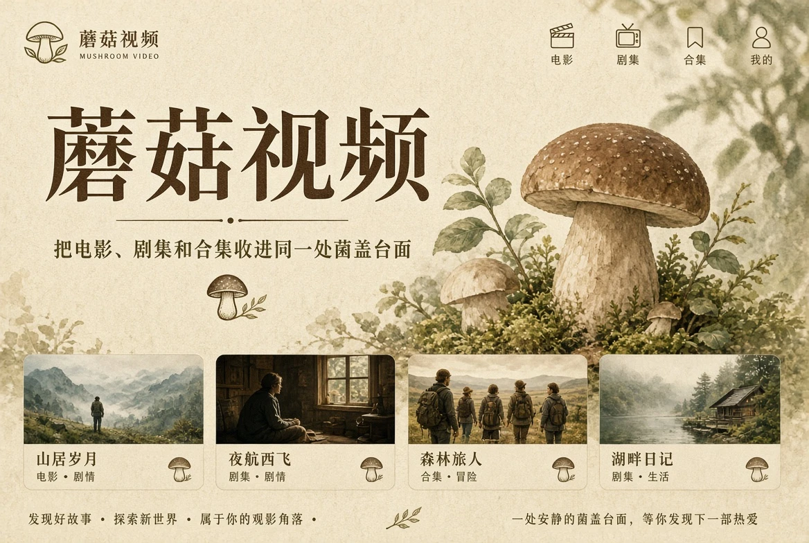 蘑菇视频品牌封面的影视导览画面